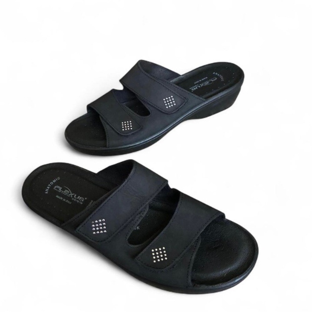 FLEXUS by Spring Step Black Sandals US Size 10.5 EU 42 Leather Anatomic
